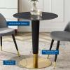 Zinque 28" Artificial Marble Dining Table in Gold Black