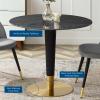 Zinque 36" Artificial Marble Dining Table in Gold Black
