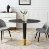 Zinque 42" Oval Artificial Marble Dining Table in Gold Black
