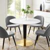 Zinque 40" Dining Table in Gold White