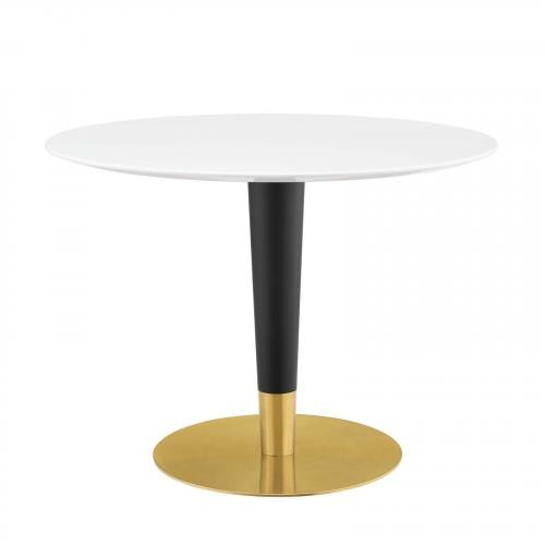 Zinque 40" Dining Table in Gold White
