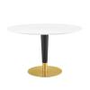 Zinque 47" Dining Table in Gold White