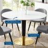 Zinque 47" Dining Table in Gold White