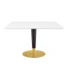 Zinque 47" Square Dining Table in Gold White