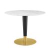 Zinque 40" Artificial Marble Dining Table in Gold White