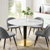 Zinque 47" Artificial Marble Dining Table in Gold White