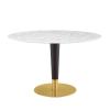 Zinque 47" Artificial Marble Dining Table in Gold White