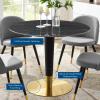 Zinque 40" Artificial Marble Dining Table in Gold Black