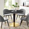 Zinque 40" Artificial Marble Dining Table in Gold Black