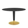Zinque 47" Artificial Marble Dining Table in Gold Black