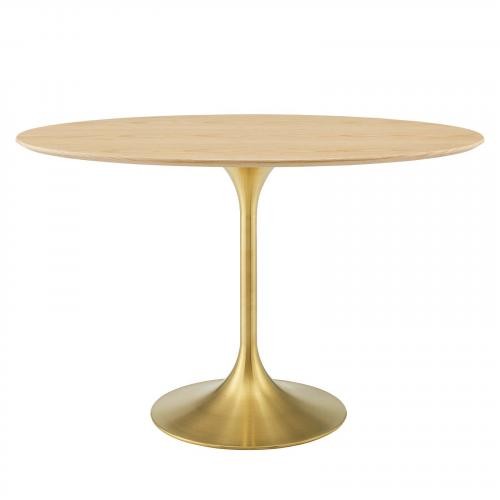 Lippa 48" Oval Wood Dining Table in Gold Natural