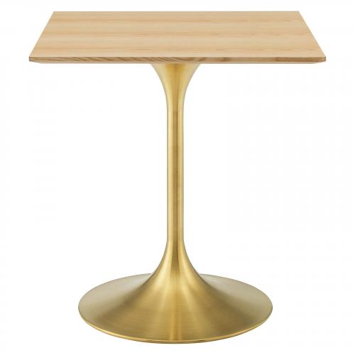 Lippa 28" Square Wood Dining Table in Gold Natural