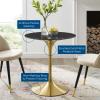 Lippa 28" Artificial Marble Dining Table in Gold Black