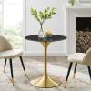 Lippa 28" Artificial Marble Dining Table in Gold Black