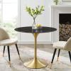 Lippa 36" Artificial Marble Dining Table in Gold Black