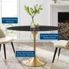 Lippa 48" Oval Artificial Marble Dining Table in Gold Black