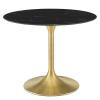 Lippa 40" Artificial Marble Dining Table in Gold Black