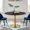 Lippa 47" Artificial Marble Dining Table in Gold Black