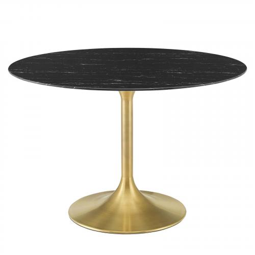 Lippa 47" Artificial Marble Dining Table in Gold Black