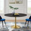 Lippa 54" Artificial Marble Dining Table in Gold Black