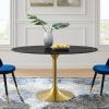 Lippa 54" Oval Artificial Marble Dining Table in Gold Black