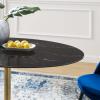 Lippa 54" Oval Artificial Marble Dining Table in Gold Black