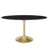 Lippa 60" Oval Artificial Marble Dining Table in Gold Black
