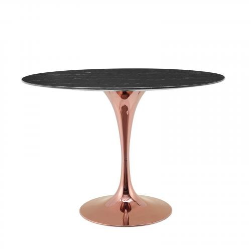 Lippa 42" Oval Artificial Marble Dining Table in Rose Black