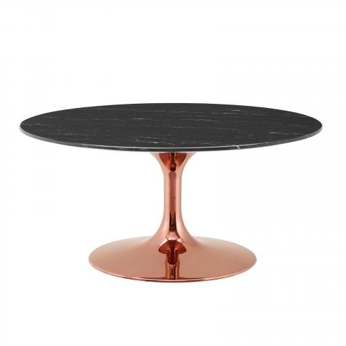 Lippa 36" Artificial Marble Coffee Table in Rose Black