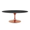 Lippa 42" Oval Artificial Marble Coffee Table in Rose Black