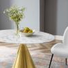 Tupelo 42" Oval Artificial Marble Dining Table in Gold White