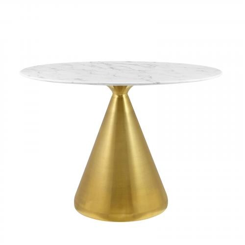 Tupelo 42" Oval Artificial Marble Dining Table in Gold White