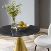 Tupelo 28" Artificial Marble Dining Table in Gold Black