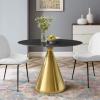 Tupelo 42" Oval Artificial Marble Dining Table in Gold Black