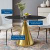 Tupelo 48" Oval Artificial Marble Dining Table in Gold Black