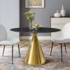 Tupelo 48" Oval Artificial Marble Dining Table in Gold Black