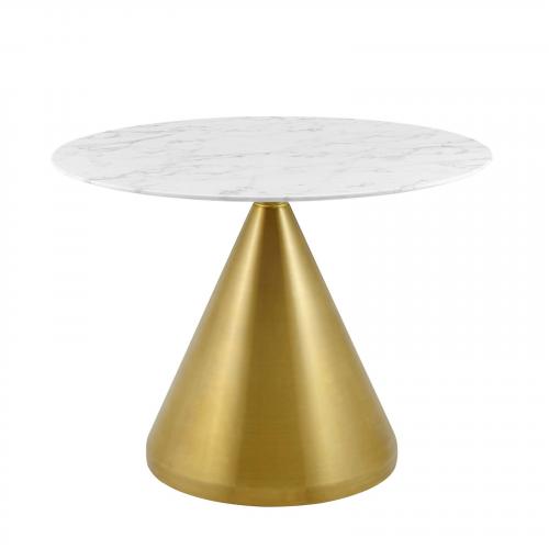 Tupelo 40" Artificial Marble Dining Table in Gold White