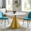 Tupelo 47" Artificial Marble Dining Table in Gold White