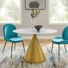 Tupelo 48" Oval Artificial Marble Dining Table in Gold White