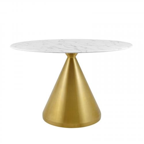 Tupelo 48" Oval Artificial Marble Dining Table in Gold White