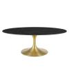 Lippa 48" Oval Artificial Marble Coffee Table in Gold Black