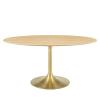 Lippa 60" Oval Wood Dining Table in Gold Natural