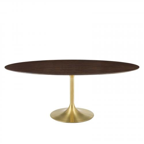 Lippa 78" Oval Wood Dining Table in Gold Cherry Walnut
