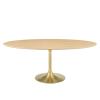 Lippa 78" Oval Wood Dining Table in Gold Natural