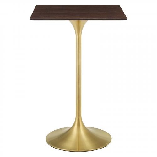 Lippa 28" Square Wood Bar Table in Gold Cherry Walnut