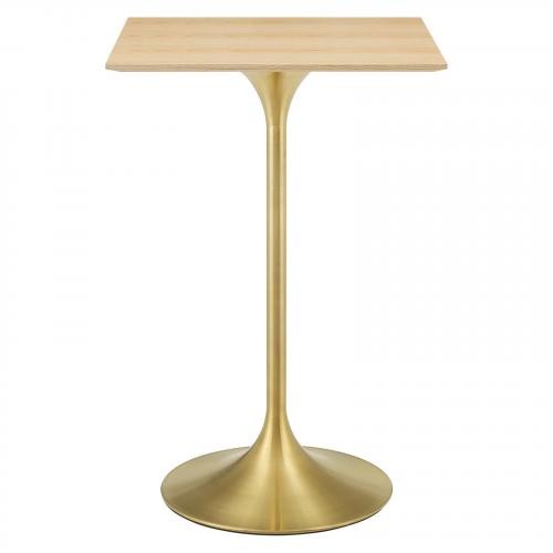 Lippa 28" Square Wood Bar Table in Gold Natural