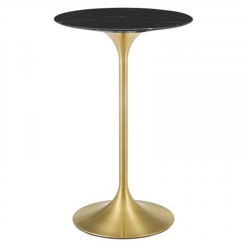 Lippa 28" Artificial Marble Bar Table in Gold Black