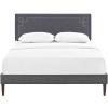Ruthie Queen Fabric Platform Bed with Squared Tapered Legs in Gray