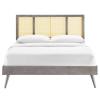 Kelsea Cane and Wood Queen Platform Bed with Splayed Legs