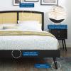 Sierra Cane and Wood Queen Platform Bed with Splayed Legs